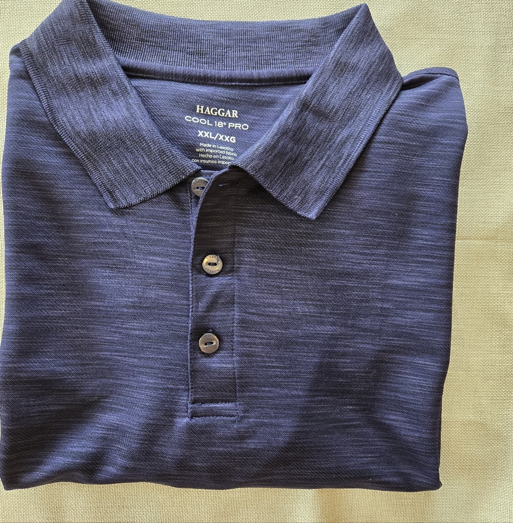 NWOT Haggar Men's Blue Polo Golf Shirt 2XL